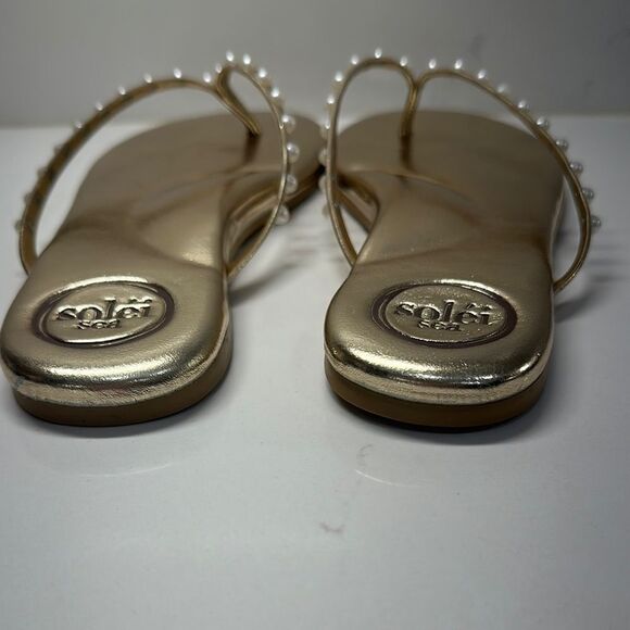NWOT Soléi Sea Gold Pearl-Embellished INDIE SOLID METALLIC GOLD WITH PEARLS - Picture 12 of 13